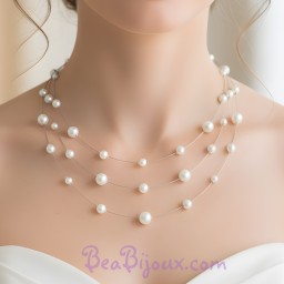 Collier mariage blanc 3 rangs CO1124A