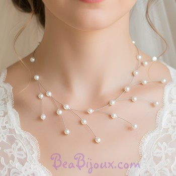 Collier mariage asymétrique blanc CO1210A