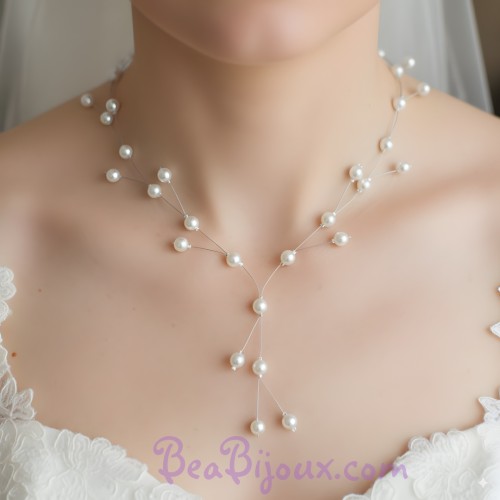 Collier mariage perles blanches