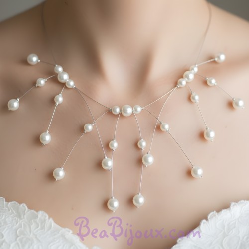 Collier mariage cascade blanc