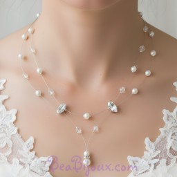 Collier mariage blanc cristal et strass CO1188A