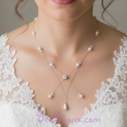 Collier mariage blanc cristal et strass CO1221A