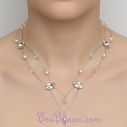 Collier mariage blanc cristal et strass CO1238A