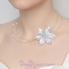 Collier mariage blanc cristal fleur argent CO1253A
