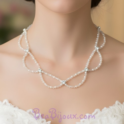 Collier mariage blanc cristal strass