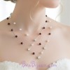 Collier mariage blanc et noir + strass CO1180A