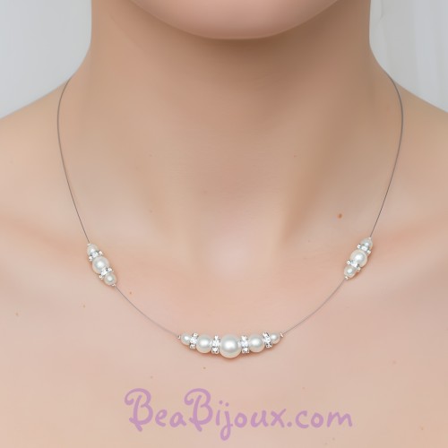 Collier mariage blanc et strass