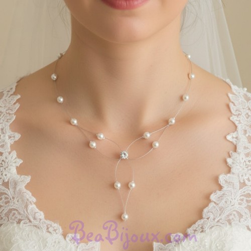 Collier mariage perles blanches