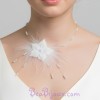 Collier mariage fleur plumes  blanc cristal CO1239A