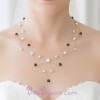 Collier mariage ivoire et chocolat + strass CO1214A