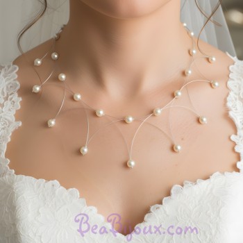 Collier mariage perles ivoire CO1036A