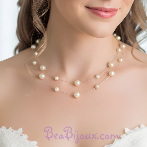 Collier mariage perles ivoire