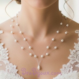Collier mariage perles nacrées blanc CO1183Z