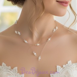 Collier mariage blanc cristal CO1267A