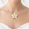 Collier mariage fleur blanc et or CO1272A