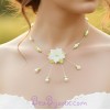 Collier mariage fleur blanc vert anis CO1277A