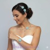 Collier mariage fleur bleu turquoise et blanc CO1285A