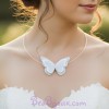 Collier mariage papillon blanc et argent CO1271A