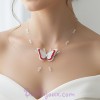 Collier mariage papillon blanc et rouge CO1268A