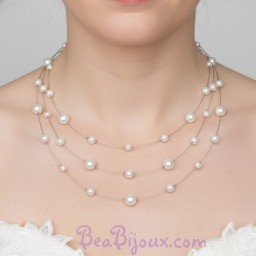 Collier mariage blanc 3 rangs CO1124A