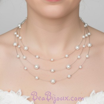 Collier mariage blanc 3 rangs CO1124A