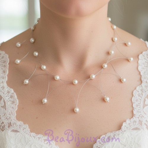 Collier mariage perles ivoire