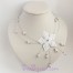 Parure de Mariage Fleurs Satin Blanc et Argent - PA1270A