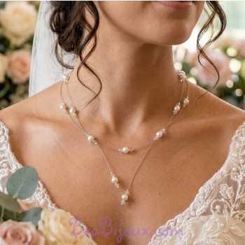 Collier mariage blanc cristal CO1267A