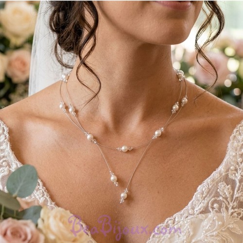 Collier mariage blanc cristal