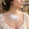 Collier mariage fleur plumes blanc cristal CO1239A Collier mariage fleur plumes blanc cristal CO1239A