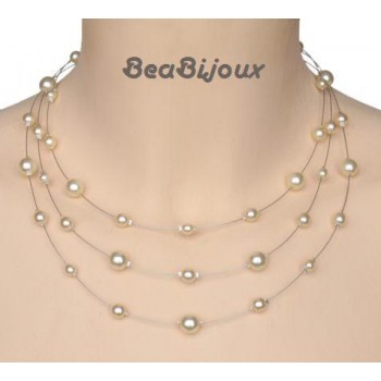 Collier mariage ivoire 3 rangs CO1124A