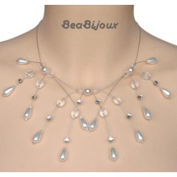 Collier mariage blanc cristal et strass CO1138A