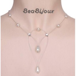 Collier mariage blanc et strass CO1145A