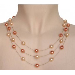 Collier perles pêche et corail CO1161A