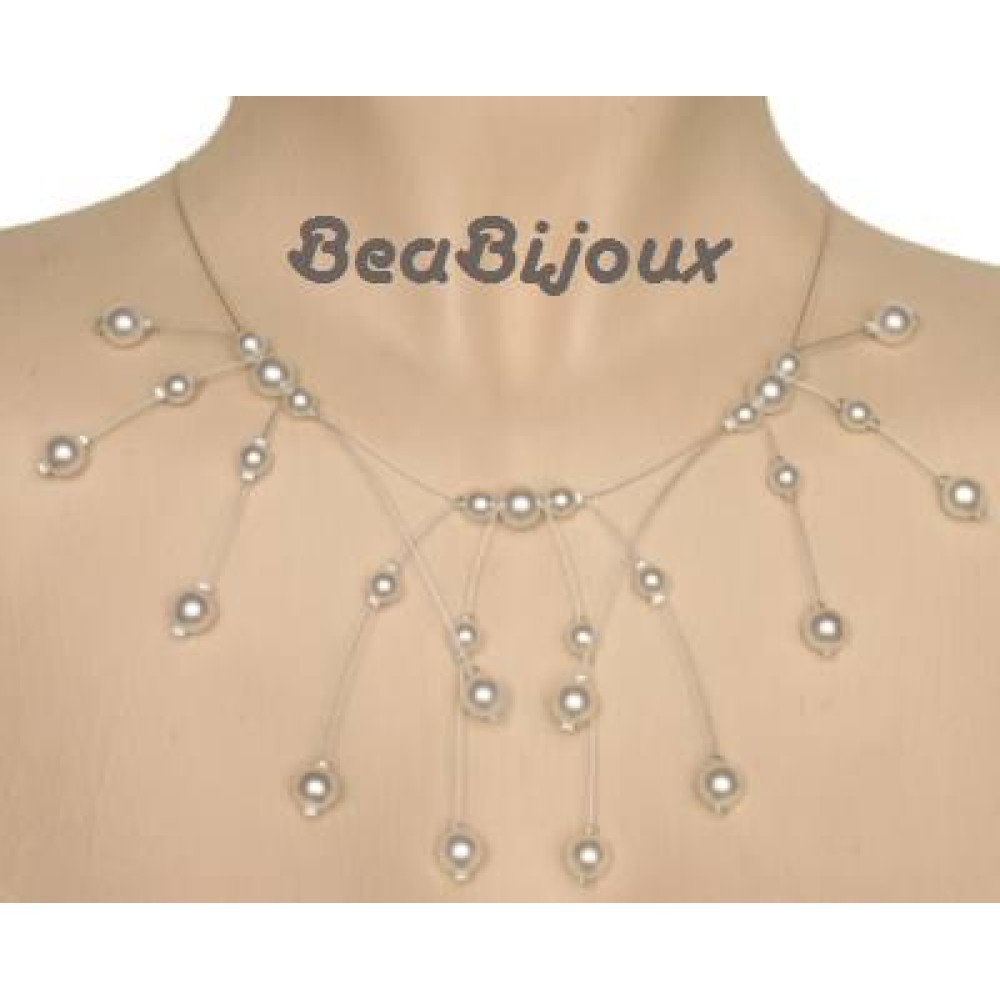 Collier mariage cascade blanc Collier mariage cascade blanc