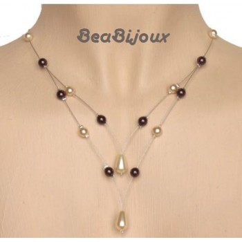 Collier mariage ivoire et chocolat CO1165A