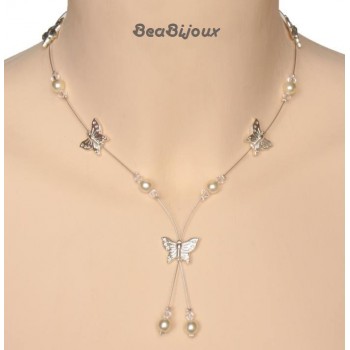 Collier perles papillon cristal CO1174A