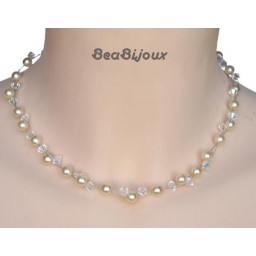 Collier mariage ivoire et cristal CO1179A