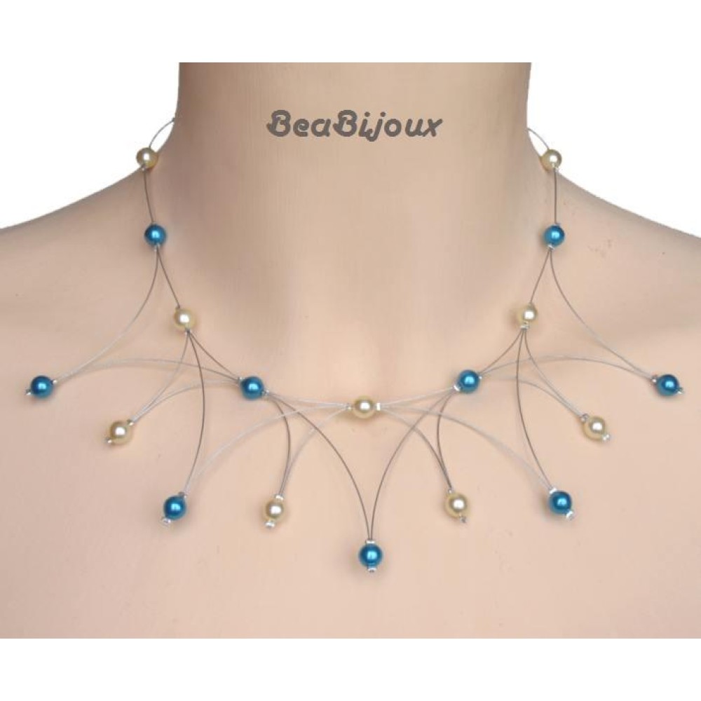 Collier mariage ivoire et turquoise Collier mariage ivoire et turquoise