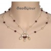 Collier mariage ivoire et bordeaux + strass CO1184A