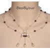 Collier mariage ivoire et bordeaux + strass CO1185AB