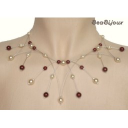 Collier mariage ivoire et bordeaux CO1170A