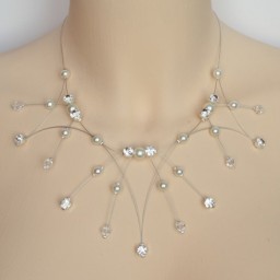 Collier mariage Blanc et strass CO1266A