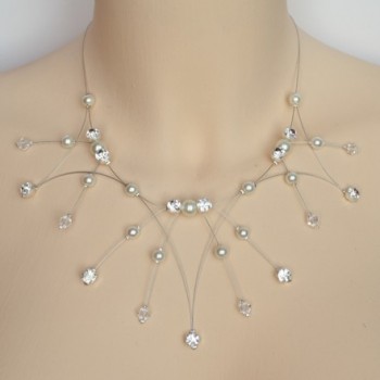 Collier mariage blanc cassé et strass CO1266A