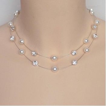 Collier mariage blanc et strass CO1255A