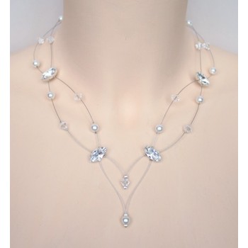 Collier mariage blanc cristal et strass CO1238A