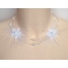 Collier mariage fleurs plumes blanc CO1242A