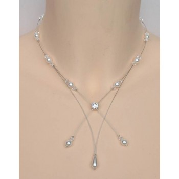 Collier mariage blanc cristal et strass CO1221A