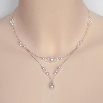 Collier mariage blanc et cristal CO1254A