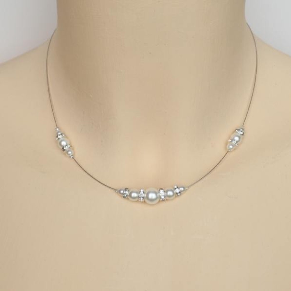 Collier mariage blanc et strass Collier mariage blanc et strass